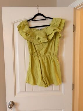 Ruffled Lime Green Women's Romper